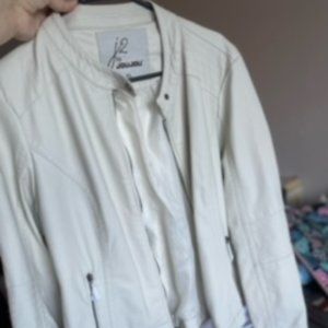 Cream faux leather jacket